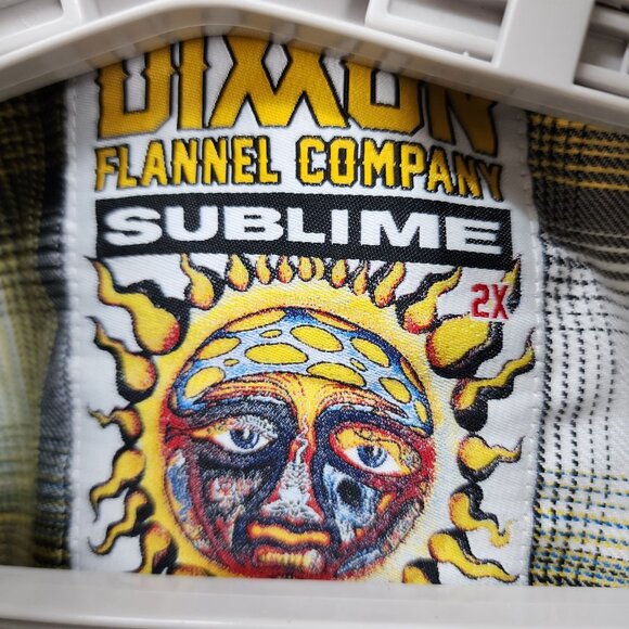 Dixon Flannel Co Sublime Plaid Shirt 2XL Button-Up Rock Band Yellow Black - Picture 4 of 8